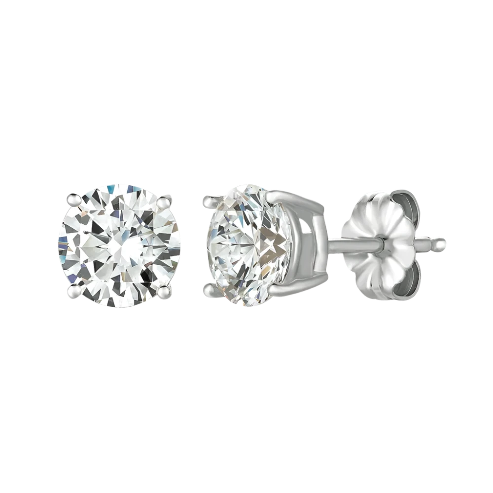 Mini Cubic Zirconia Stud Earrings in Platinum