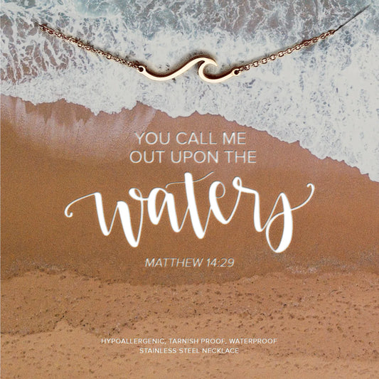 Upon the Waters Wave Necklace: Matthew 14:29 Christian Faith